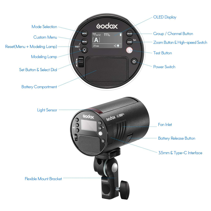 GODOX AD100Pro Pocket Studio Flash Light