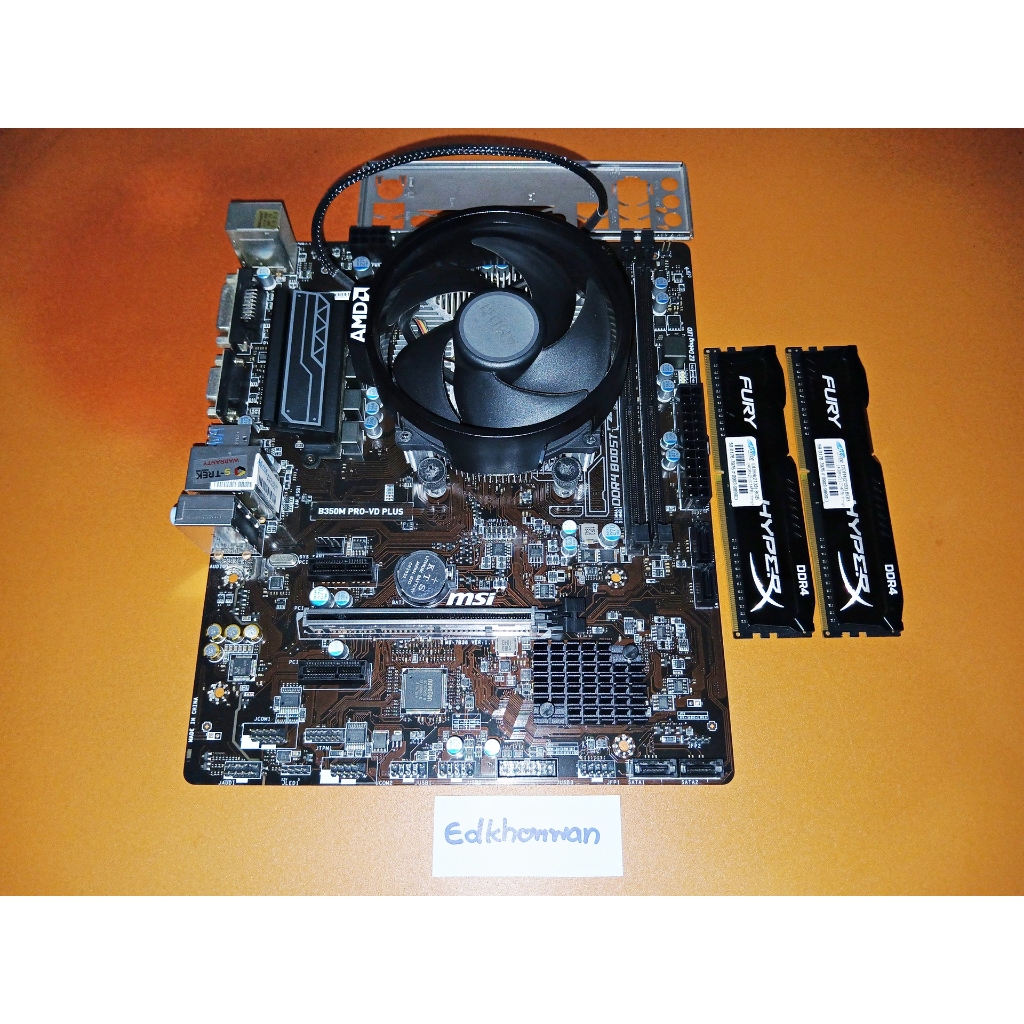 (ของมือสอง) MSI B350M PRO-VD PLUS + RYZEN 3 1300X +  8GB KINGTON 2133 (4x2) มีฝาหลัง