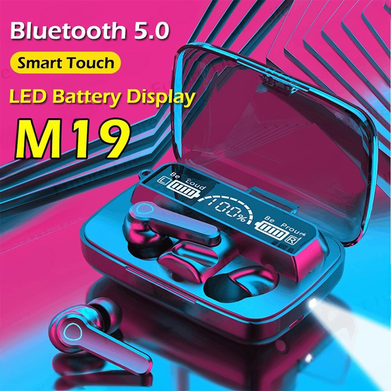 หูฟังบลูทูธ หูฟังสเตอริโอ หูฟังไร้สาย แยกเสียงซ้ายขวา TWS Wireless bluetooth 5.0 headset Earphone Earbud M19