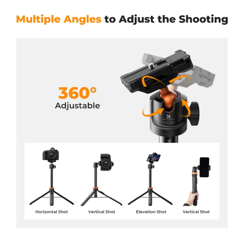 K&F MS-08 Selfie Stick Tripod ขาตั้งมือถือไม้เซลฟี่พร้อมรีโมท Bluetooth (KF09.127V1) thumbnail 6