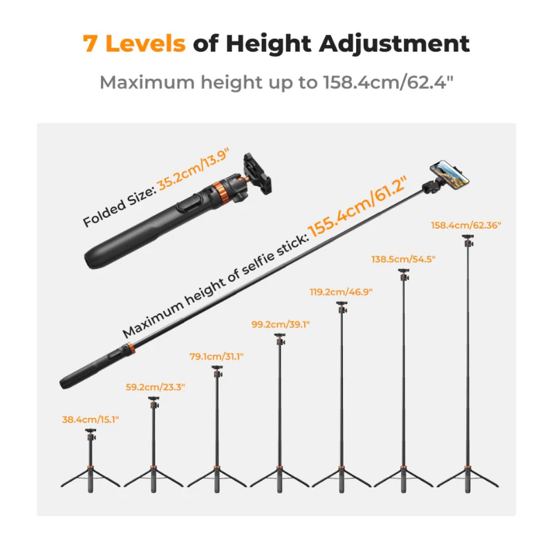 K&F MS-08 Selfie Stick Tripod ขาตั้งมือถือไม้เซลฟี่พร้อมรีโมท Bluetooth (KF09.127V1) thumbnail 3