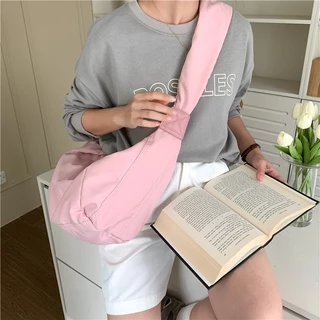 [ใช้2โค้ดส่งฟรี+ลดเพิ่ม]10 สี งานPremiun กระเป๋า Nylon bag ทรงhalf moon มินิมอลเกาหลี N047