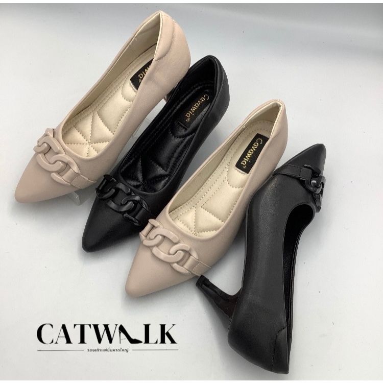 รองเท้าคัชชูหนังนิ่ม ส้นสูง3นิ้วงานสวยแต่งอะไหล่ดูดีเหมาะกับใส่ทำงานหรืออกงานก็ได้ (cavawia)