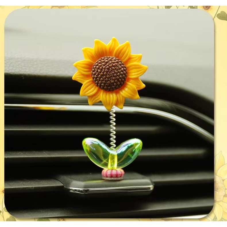 ดอกทานตะวันสดน่ารัก 5 ชิ้น เครื่องประดับรถ DIY ตกแต่งหัวสั่น รถจักรยานยนต์ จักรยาน อุปกรณ์ตกแต่ง ภายในรถยนต์ - รูปที่ 6
