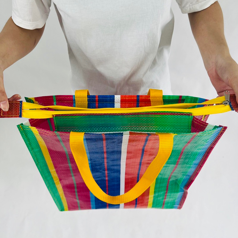 Shopping Bag/Woven Bag ถุงช้อปปิ้งกันน้ำ สะพายไหล่และถือ กระเป๋าช้อปปิ้ง กระเป๋ากระสอบ สไตล์ lkea