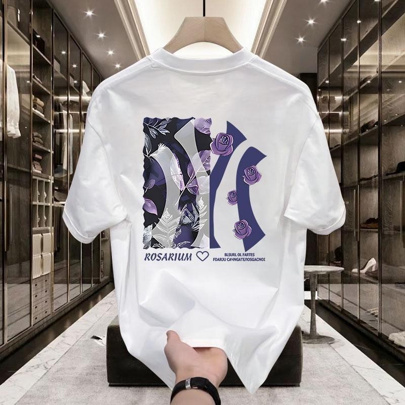 UT พร้อมส่ง เสื้อ oversize ผ้าcotton100% คอกลม แฟชั่นสตรีท ไม่หด ไม่ย้วย "NY flower" ลายดอก สไตล์สตรีทพิมพ์ unisex