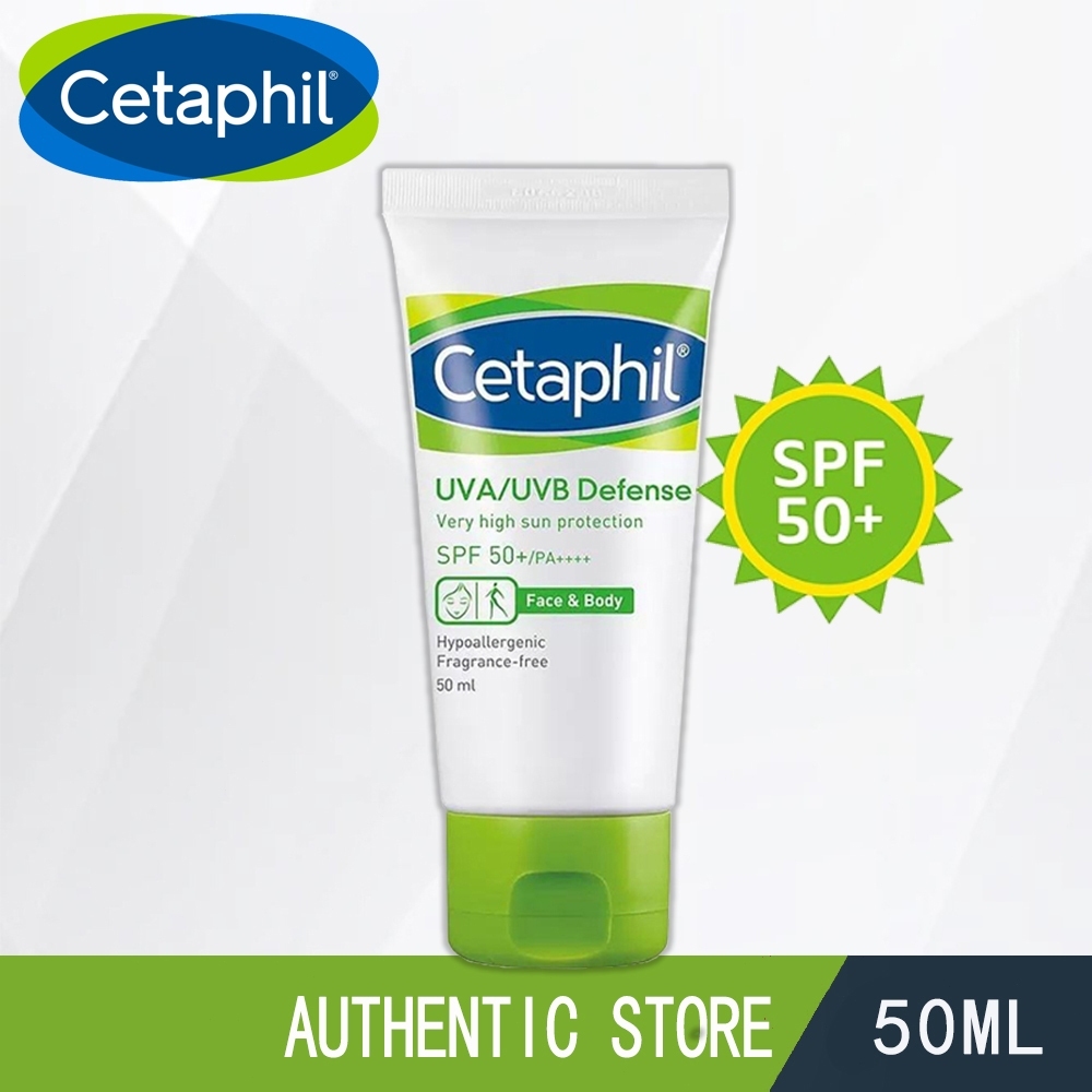 Cetaphil UVA/UVB Defence SPF 50+ 50 มล. มอยส์เจอร์ไรเซอร์ สําหรับทุกวัน.ครีมกันแดดนำเข้าจากฝรั่งเศส