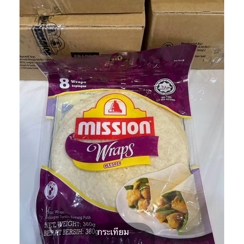 mission wraps garlic 360g แป้งตอติญ่า รสกระเทียม