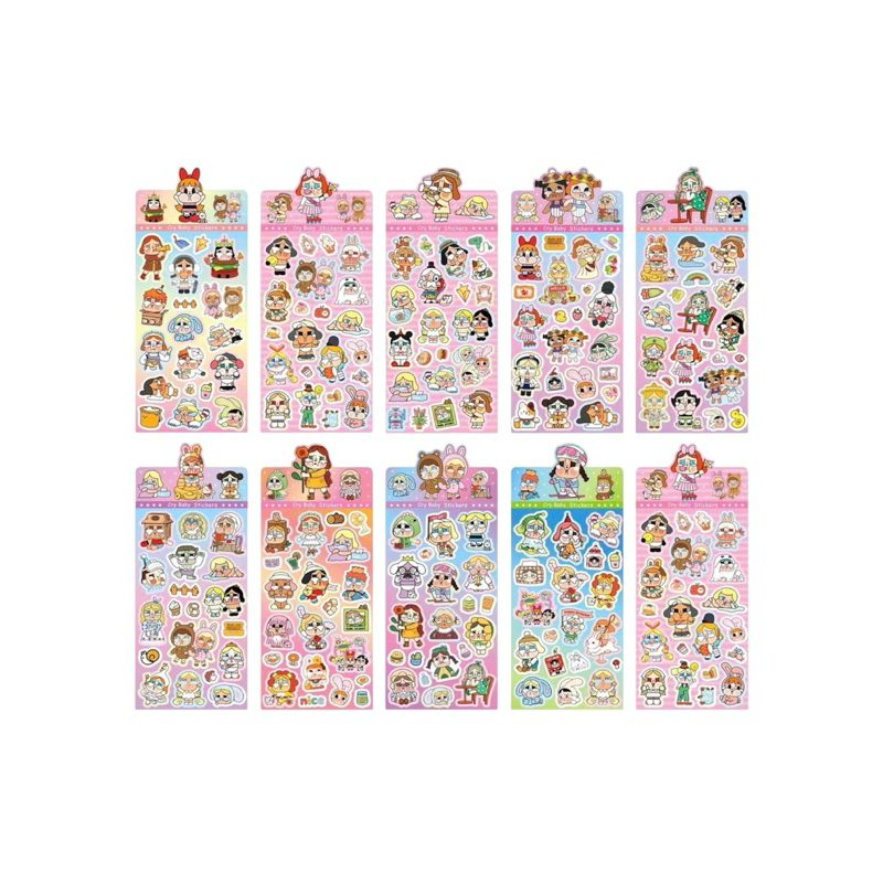 สติ๊กเกอร์คายเบบี้ Crybaby ขนาด 9*17ซม. (ราคา 90บาท ได้ 24แผ่น) คละเเบบ