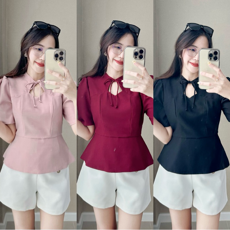 เสื้อทรงเจ้าหญิง ยกไหล่ ชายระบายผ้า hiso-fi นุ่มละมุน ตัดเย็บเกรดพรีเมี่ยมงานซับในทั้งตัว
