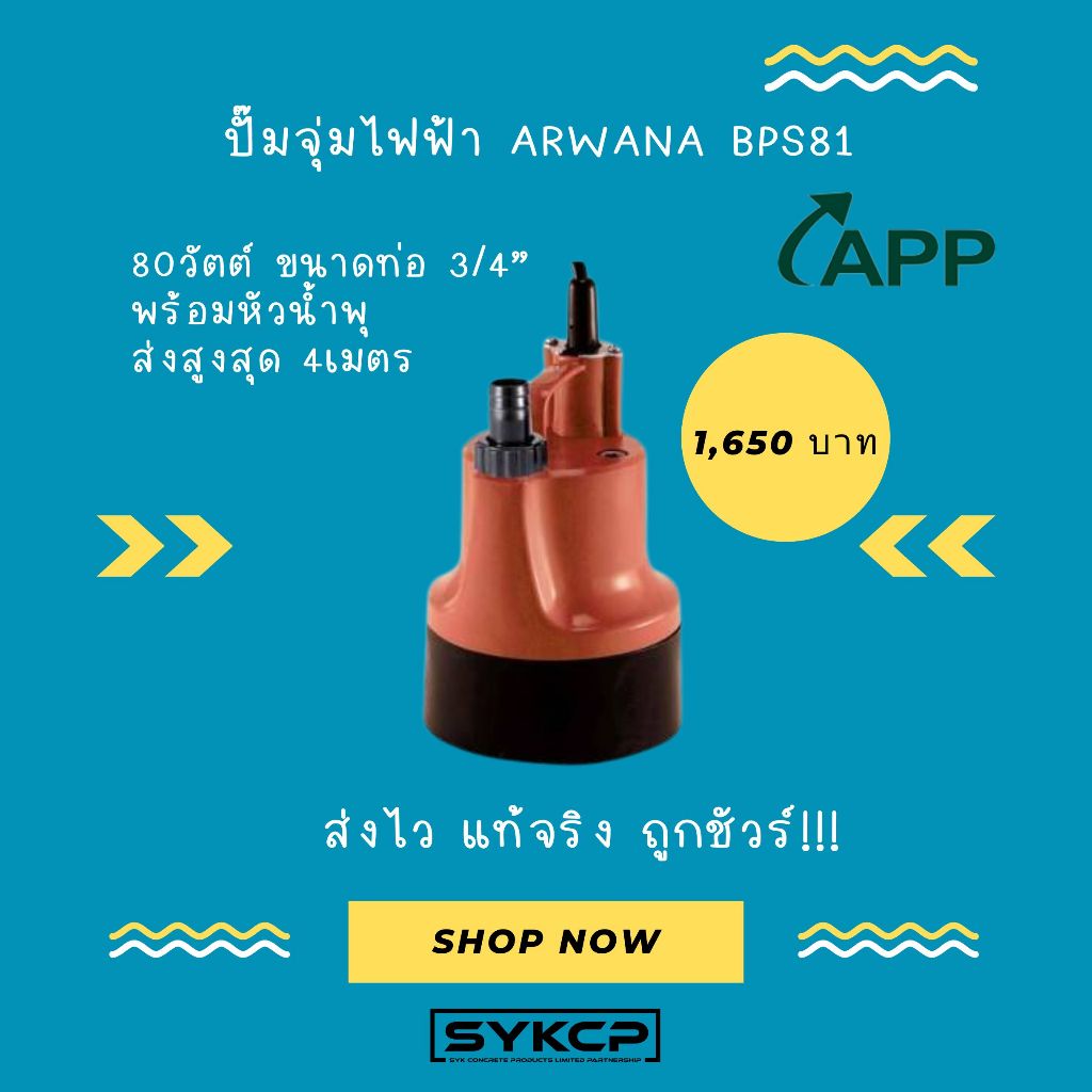 ถูกจริง ส่งไว ปั๊มจุ่มไฟฟ้า APP BPS-81 รุ่นใหม่ 80วัตต์