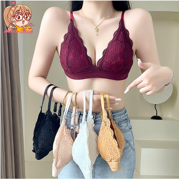 Anna shop  เสื้อชั้นในลูกไม้ ทรงสามเหลี่ยม เซ็กซี่ บางเบาใส่สบายมาก A163
