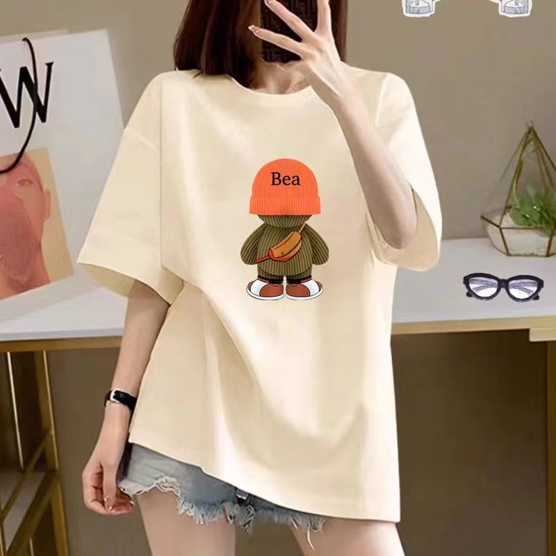 【T Shirt Oversize】เสื้อยืดแขนสั้น พิมพ์ลายการ์ตูน พลัสไซซ์ สไตล์สตรีท แฟชั่นสําหรับผู้หญิง