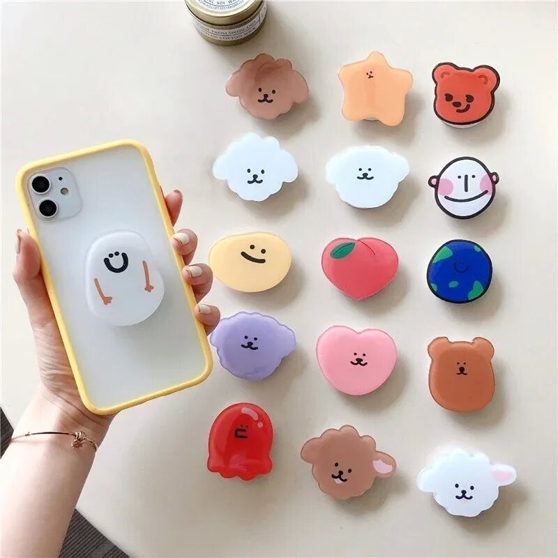 น่ารักอะคริลิดอกไม้หมีสุนัขแมวสากลที่วางโทรศัพท์ Grip Tok Griptok