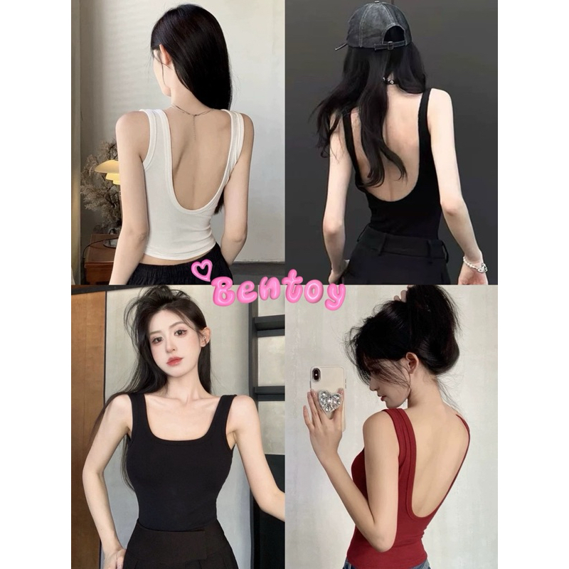 bentoy(bratop2896)เสื้อกล้ามว้าวหลัง หน้ายู สีพื้น รัดรูป ใส่สวยมาก สบาย เซ็กซี่เบาๆ