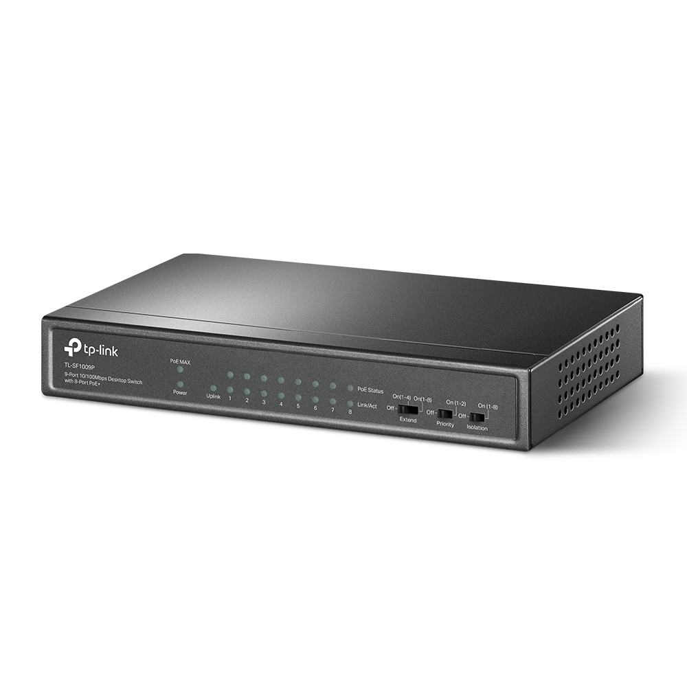 TP-Link 9-Port 10/100Mbps Desktop Switch with 8-Port PoE+ รุ่น TL-SF1009P