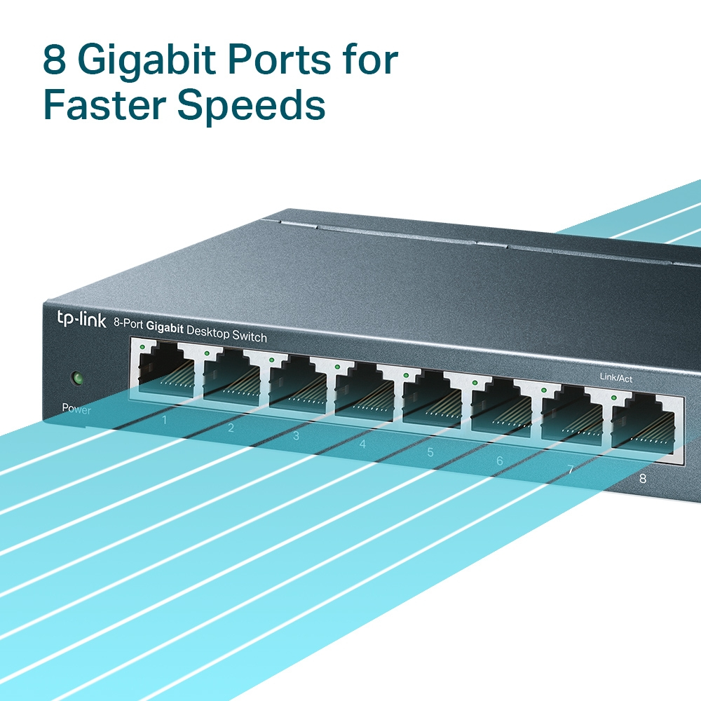 TP-Link สวิตซ์ 8-Port 10/100/1000Mbps Desktop Switch รุ่น TL-SG108