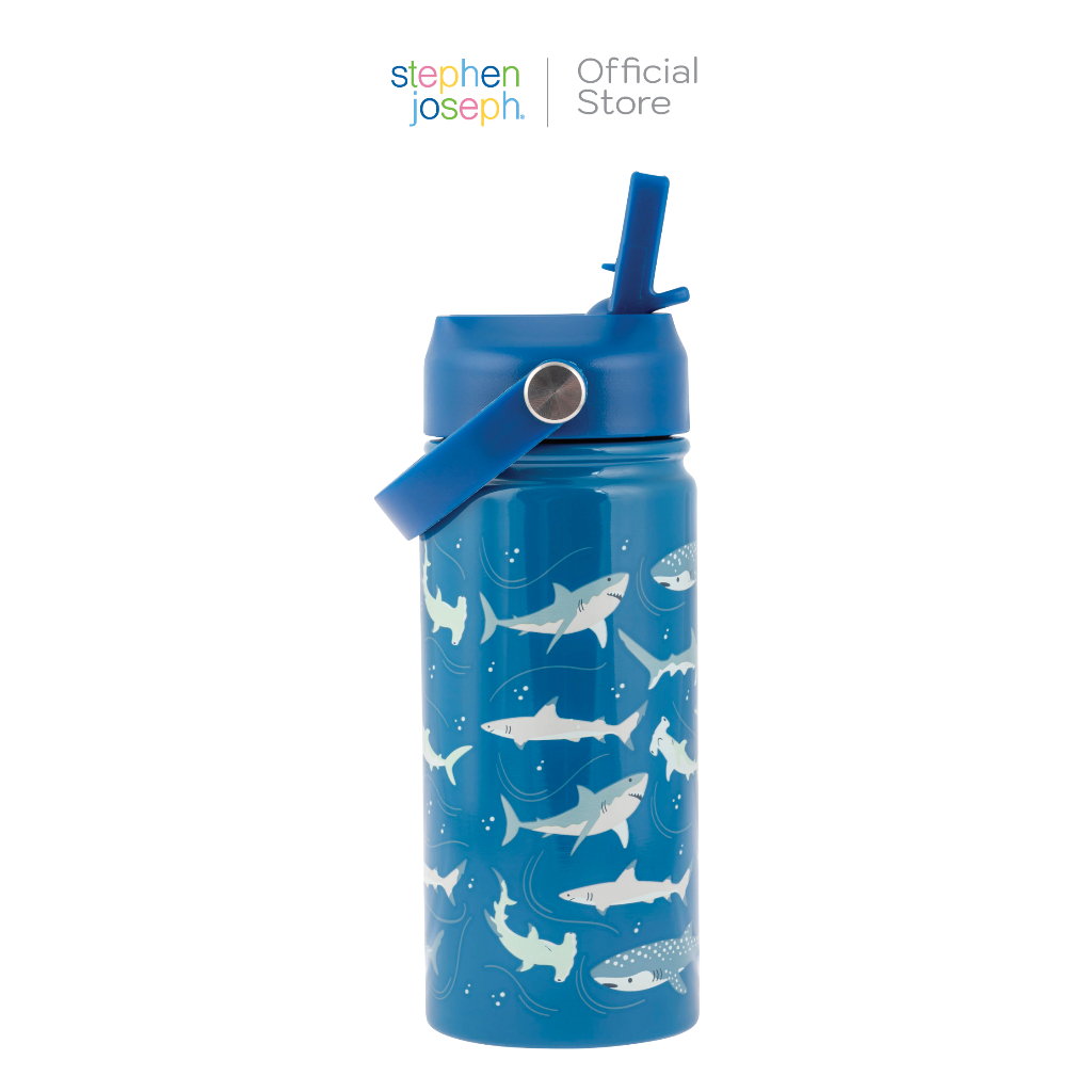 Stephen joseph กระติกน้ำเก็บอุณหภูมิ ยอดนิยมจากอเมริกา เก็บร้อนเย็นได้ ขนาด414ml Insulated Bottle with Handle SHARK(F24)