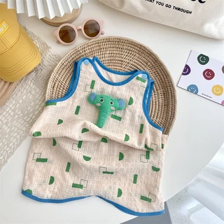 Babyonline(Y446)J2 (ส่งด่วน1วัน)ชุดบอดี้สูทสำหรับเด็กแรกเกิดแบบเสื้อกล้ามลายช้างน่ารัก ผ้าฝ้ายเกรดA นิ่ม ระบายอากาศ