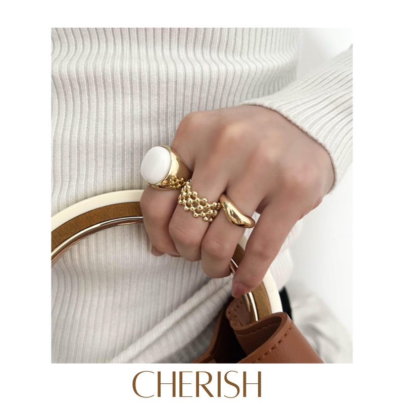 [CR77][CHERISHxMIHREH] แหวนสไตล์ Old money Set 3 ชิ้น สุดหรู Luxury