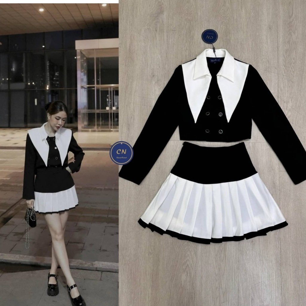 CHANAT Set 2 ชิ้น ทูโทนดำขาว เ
