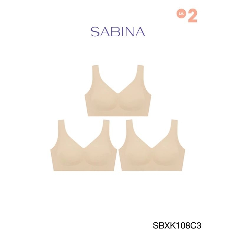 (Set 3 ชิ้น)SABINA BRALESS SOFT COLLECTION เสื้อชั้นในไร้โครง Seamless Fit รหัส SBXK108/NBK24006/NBD