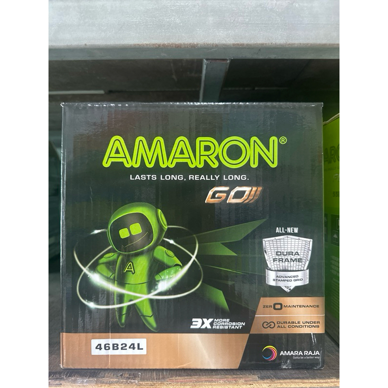 Amaron รุ่นGO 46B24L-45แอมป์ ขนาดยาว24 กว้าง13 สูง23 เซนติเมตร รับประกัน 1 ปี