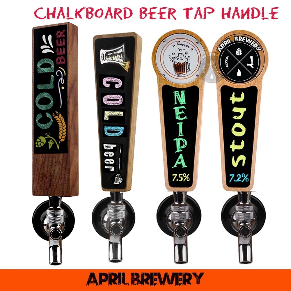 Chalkboard Beer Tap Handle ด้ามจับหัวกด แบบกระดานดำ ไม้โอ๊ค เขียนและลบออกได้ (ป้ายชื่อ ก๊อกเบียร์ Beer Faucet Tap) 1อัน