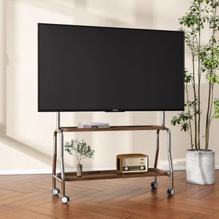 ขาตั้งทีวีเคลื่อนที่มีล้อสแตนเลสห้องประชุมขนาดเล็ก28-75นิ้วข…
