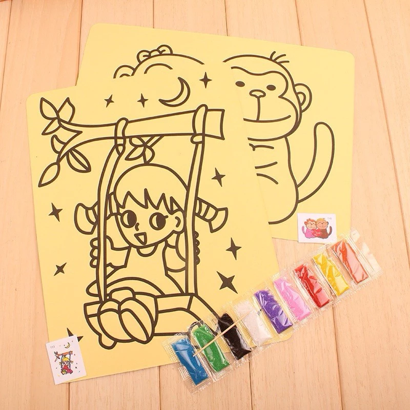 ทรายระบายสีการ์ตูน คละลาย 1แผ่นพร้อมสี thumbnail 4