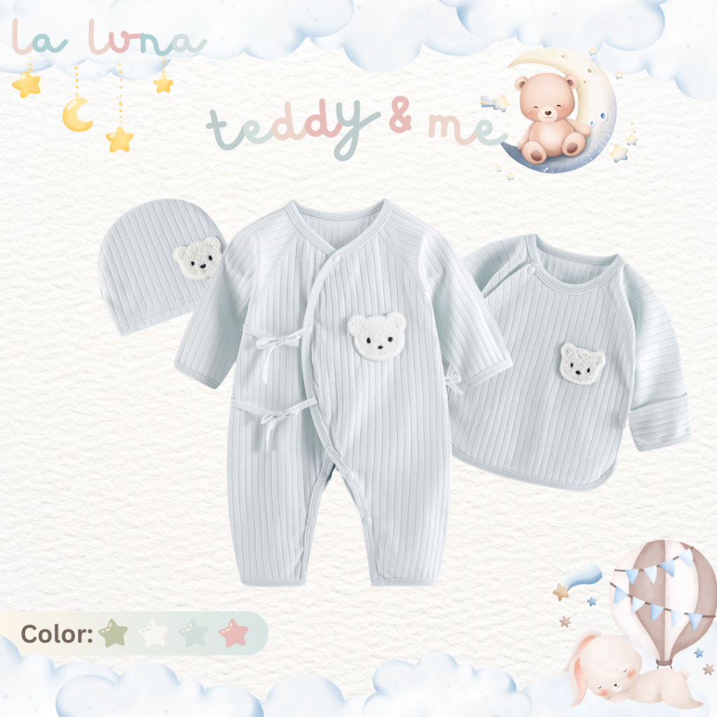 La Luna เสื้อเด็กทารก เด็กแรกเกิด เสื้อป้ายหน้า รอมเปอร์ บอดี้สูท หมวกเด็กแรกเกิด (Teddy Collection)