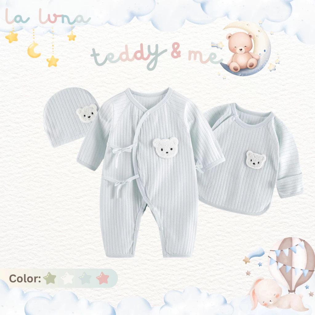 La Luna เสื้อเด็กทารก เด็กแรกเกิด เสื้อป้ายหน้า รอมเปอร์ บอดี้สูท หมวกเด็กแรกเกิด (Teddy Collection)