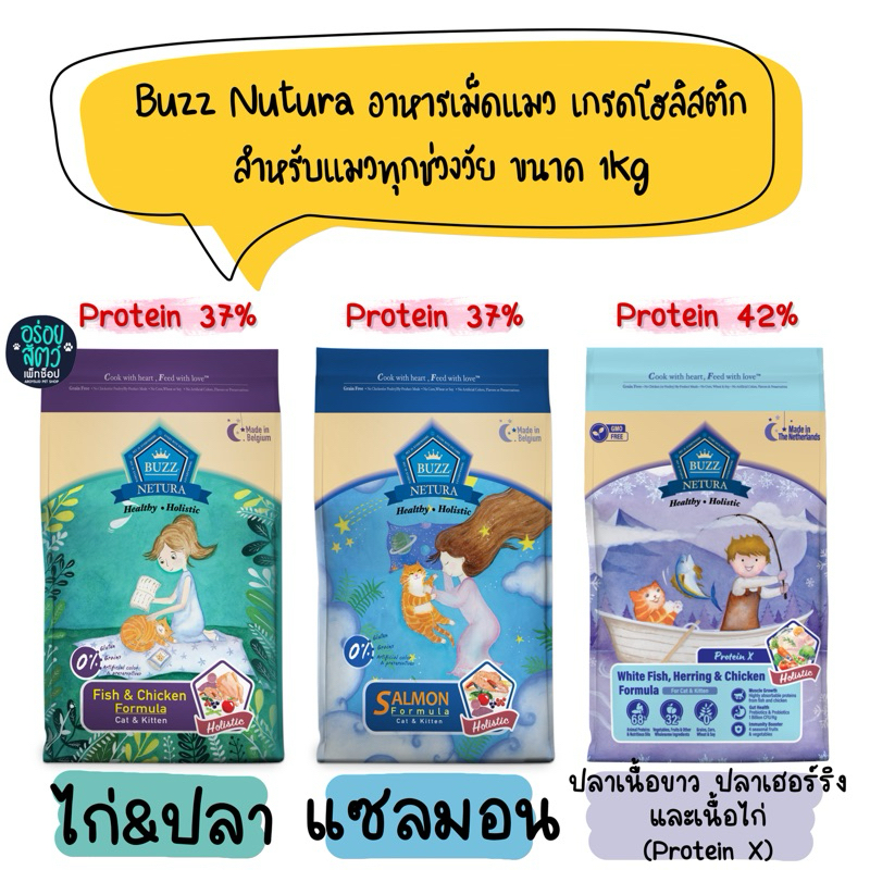 Buzz Netura อาหารแมวสูตรโฮลิสติก-เกรนฟรี สำหรับแมวทุกช่วงวัย ขนาด 1kg
