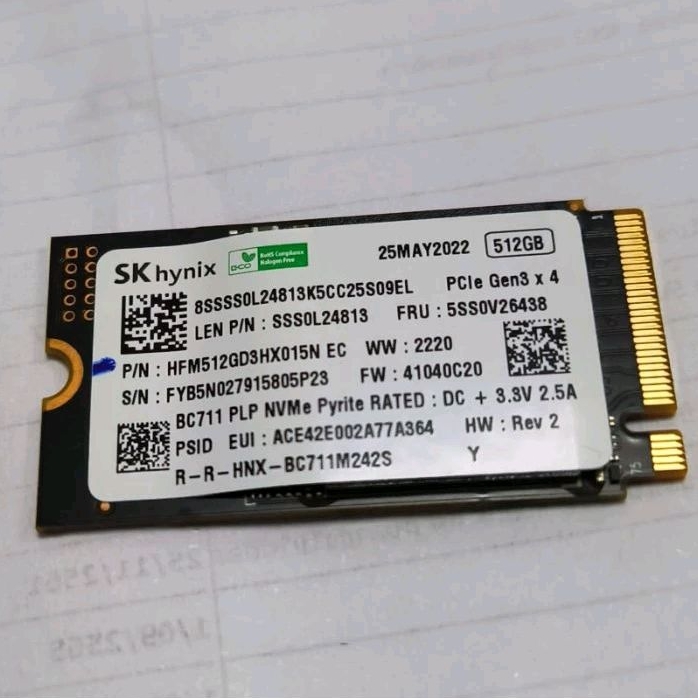 SSD 512GB M.2 NVMe 2242 PCIe Gen 3x2 Solid State Drive SK-Hynix , WD SN740 SSD 512GB M.2 NVMe 2242 ส