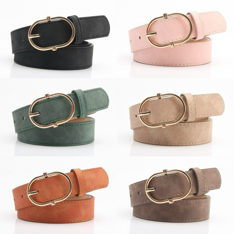 W03 เข็มขัดผู้หญิง เข็มขัดแฟชั่น หัววงรี มี6สี พร้อมส่ง