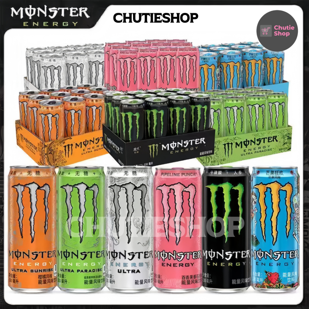 Monster Energy เครื่องดื่มชูกำลังแพ็ก 24 แถมสติ๊กเกอร์ monster ค่ะ พร้อมส่งจ้า มีราคาส่งยกแพ็ก