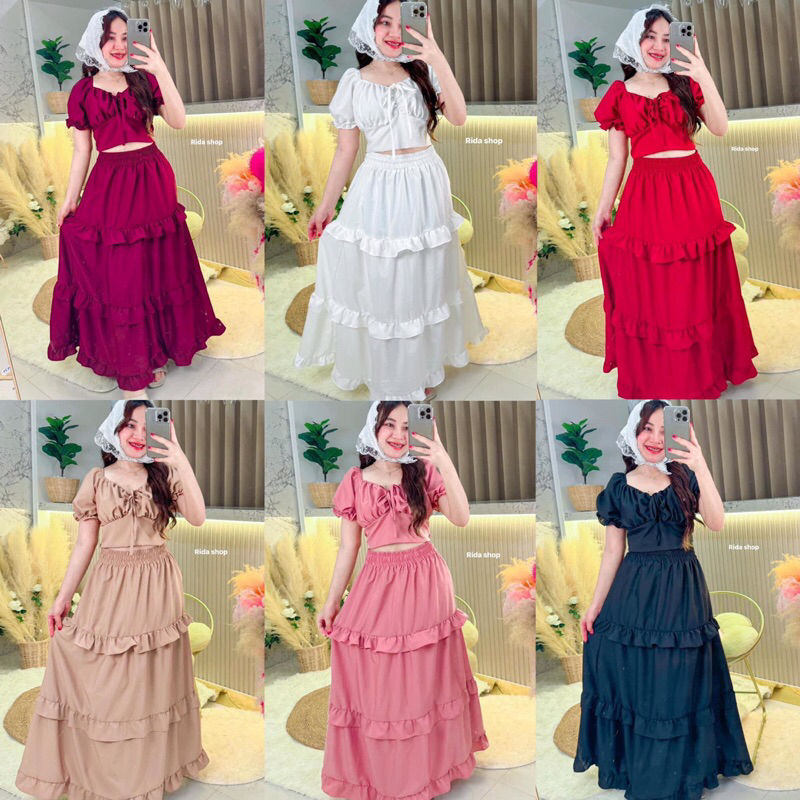 ชุดเซ็ตสีพื้น เสื่อ+กางเกง ผ้าไหมอิตาลี ใส่สบายไม่ต้องรีด แขนตุ๊กตายืดได้เยอะมาก F98