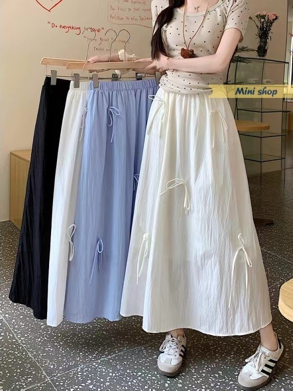 Mini shop🌸พร้อมส่ง🌸มินิช็อป พร้อมส่ง กระโปรงผู้หญิง กระโปรง ดีเทลสีพาสเทล กระโปรงผ้านุ่มใส่สบาย ทรงเอ กระโปรงยาว(535-F)