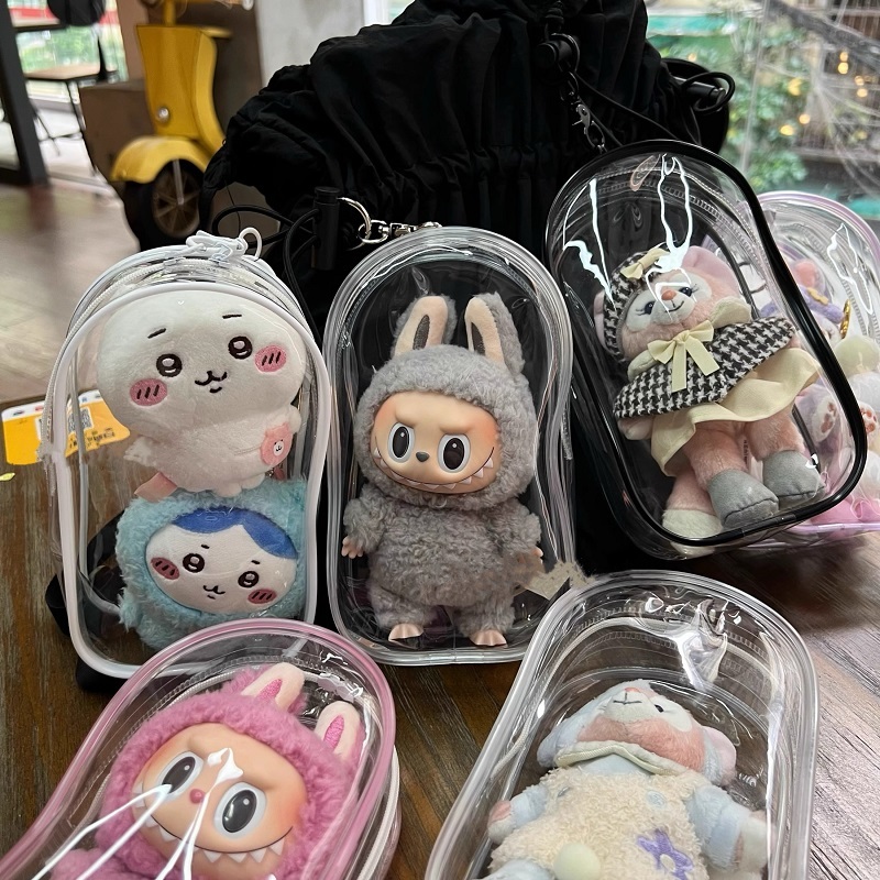 กระเป๋าใส่ลาบูบู้ ห้อยกระเป๋า พวงกุญแจ PVC แบบใส หนา กันฝุ่น แฟชั่น พวงกุญแจ Onesuper