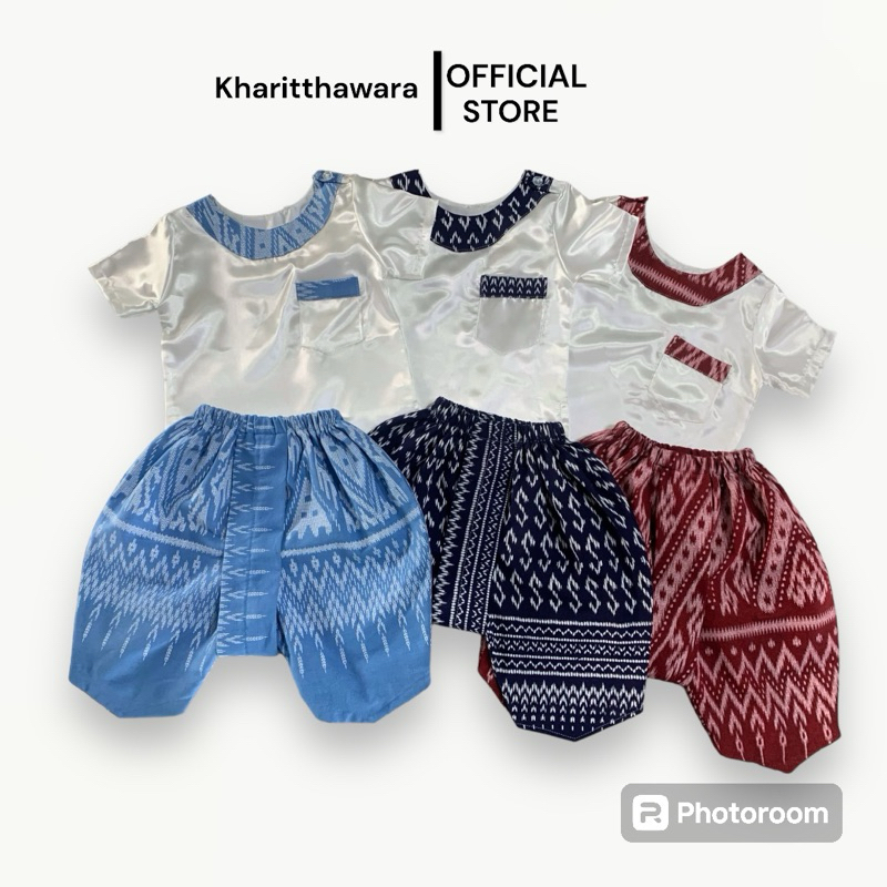 ชุดโจงกระเบนลายตะขอสีกรม ใส่ทุกเทศกาล ใส่ไปวัดใส่ไปโรงเรียน เที่ยววัด