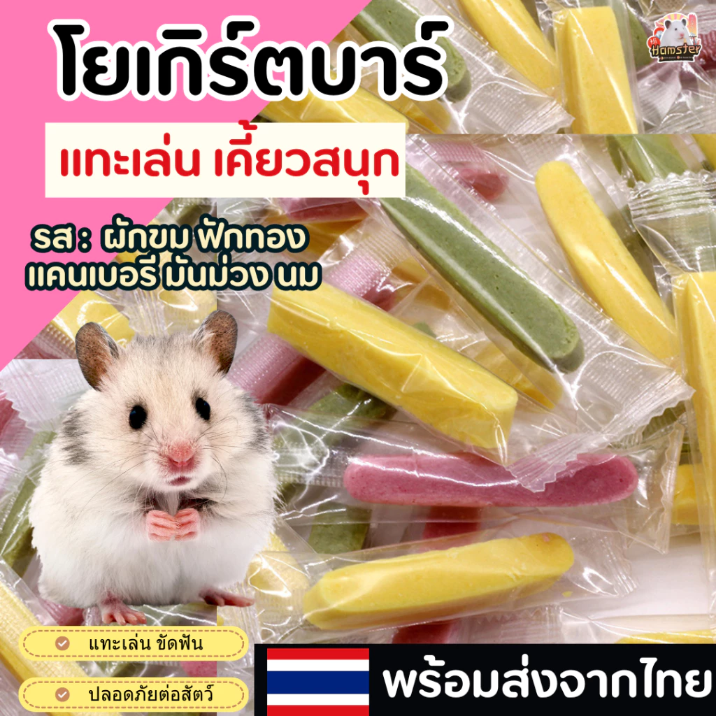 [HiHamster] โยเกิร์ตบาร์ 4 รส ผัก มันม่วง บลูเบอรี ฟักทอง