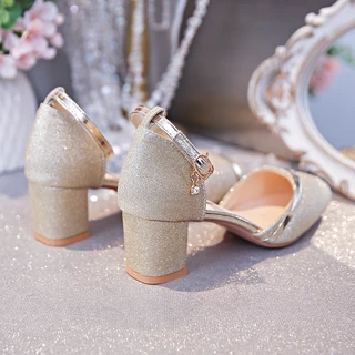 🧡พร้อมส่ง🧡รองเท้าส้นสูงผู้หญิงหนังแท้แฟชั่น วัสดุมันวาว 2 นิ้ว ส้นหนา งานปาร์ตี้ งานแต่งงาน