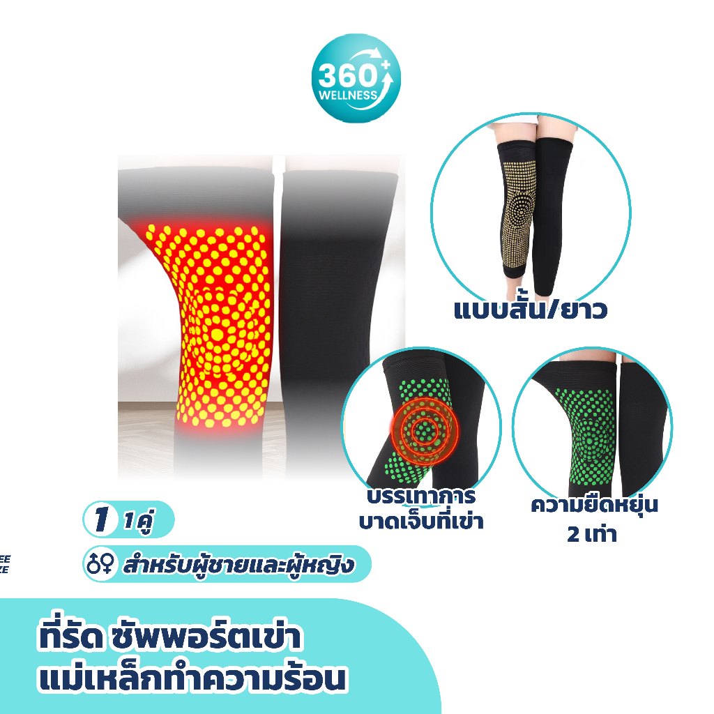 [360Wellness] ที่รัดเข่า ซัพพอร์ตเข่า บรรเทาอาการปวด ขาสั้น/ยาว แบบทำความร้อน สนับเข่า ผู้ชายและผู้หญิงและผู้สูงอายุ