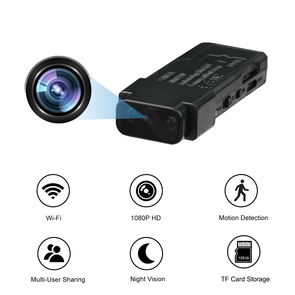 กล้องดิจิตอล Full HD 1080P, เครื่องบันทึกวิดีโอดิจิตอลพร้อมเว็บแคม WiFi, กล้องรักษาความปลอดภัยวิดีโอไมโครโฟนในตัว