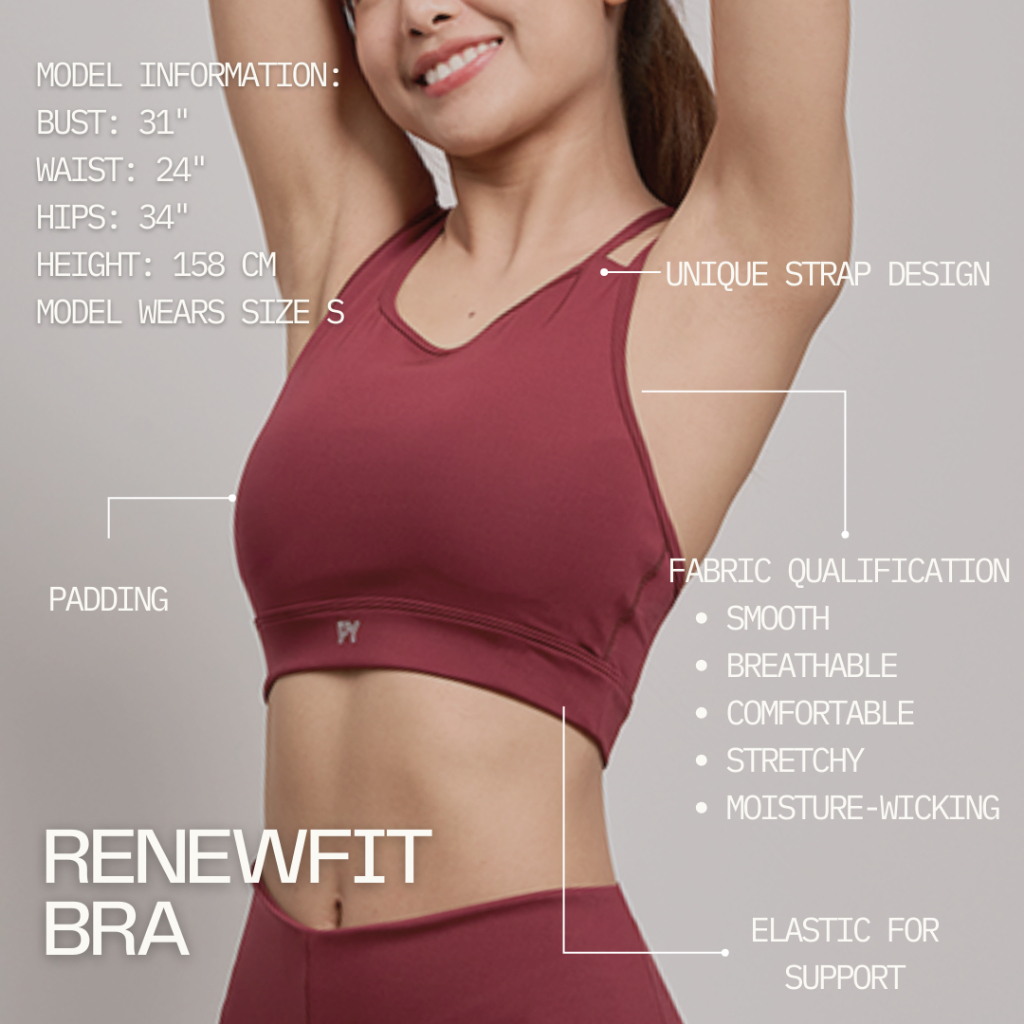 PY สปอร์ตบรามีฟองน้ำ ออกกำลังกาย ผ้านุ่มยืดใส่สบายไม่บาง กระชับ รุ่น RENEWFIT SPORT BRA