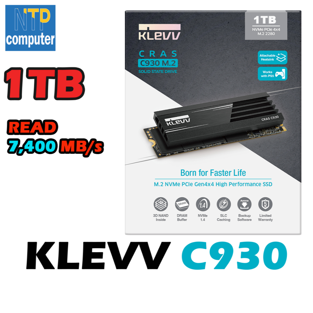 1TB SSD KLEVV CRAS C930 1TB M.2 NVMe PCIe Gen4 7400/6800
