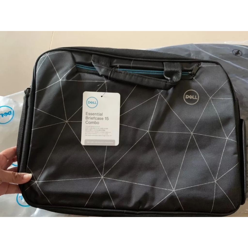 กระเป๋าใส่โน๊ตบุ๊ค Dell ขนาด 15.6 นิ้ว สะพายข้าง สีดำ กระเป๋าลายสก๊อต พร้อมสายคล้องไหล่