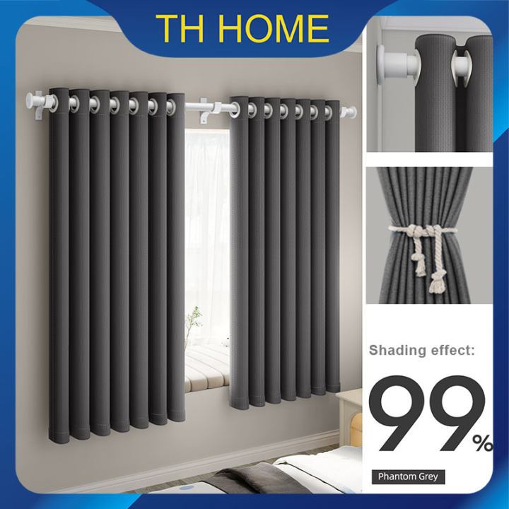 TH HOME ราคาต่ำสุด ผ้าม่านหน้าต่างกันแสง ผ้าม่าน ผ้าม่านกันแสง ผ้าม่านตาไก่ ม่านตาไก่กันความร้อนและเสียง 99%, ม่านประตู