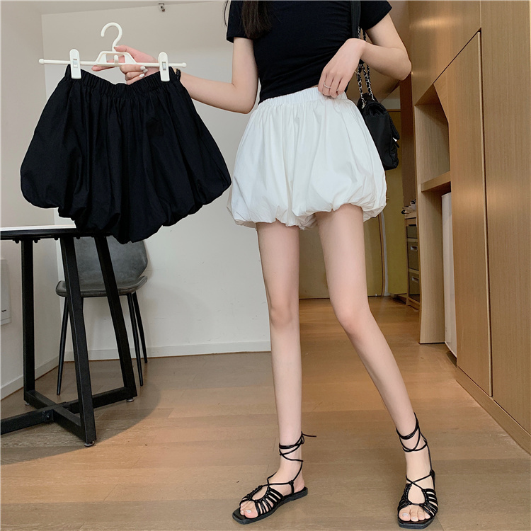 Miniyiness 2024 เอวสูง a-line Shorts, กางเกงสั้นทรงบอลลูน 2024 มาใหม่ เอวยางยืด มีกระเป๋าข้าง ผ้านิ่ม ใส่สบาย