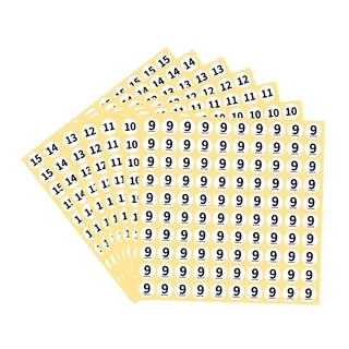 สติ๊กเกอร์ตัวเลขเดียวกันทั้งแผ่น 0-150 พื้นขาว 10mm 100 ดวง/แผ่น Stickers